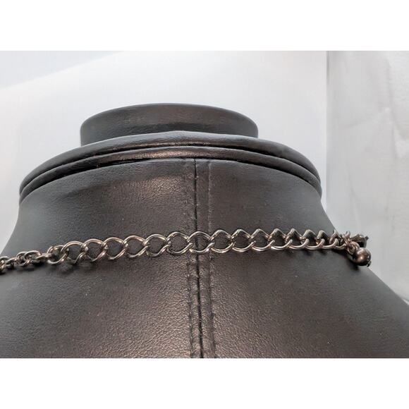 Chunky Geometrical Gun Metal Crackled Clear & Black Loopy Bead Chain Necklace - Picture 7 of 9